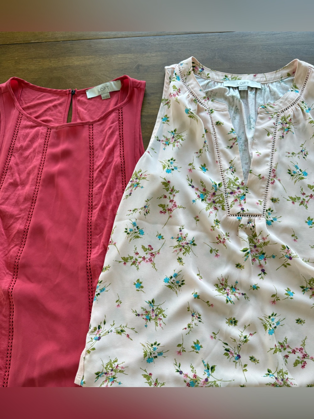 LOFT mixed media shell blouses x2 size XS